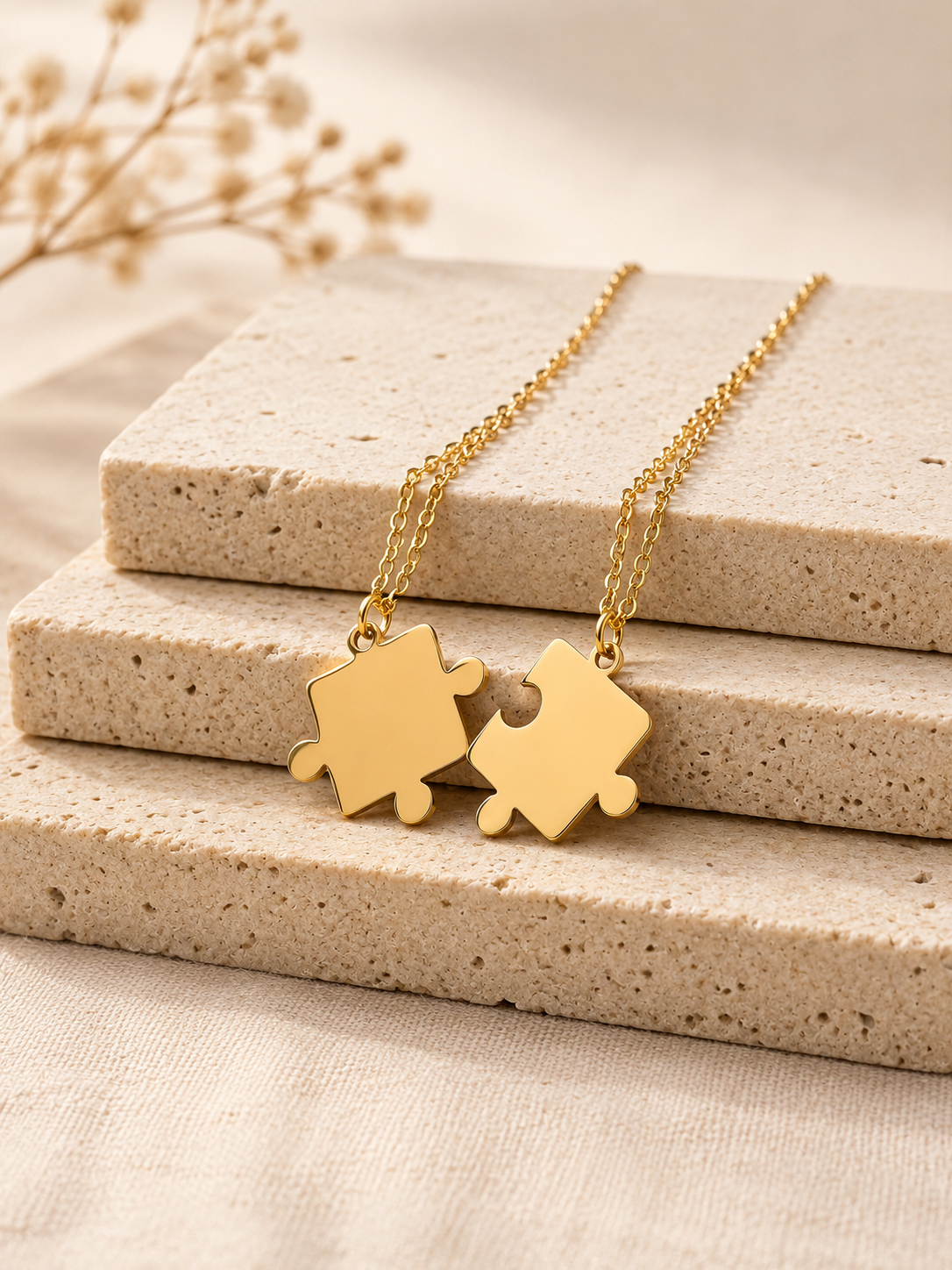 Collar rompecabezas personalizado para parejas o amigas con grabado láser de mensaje